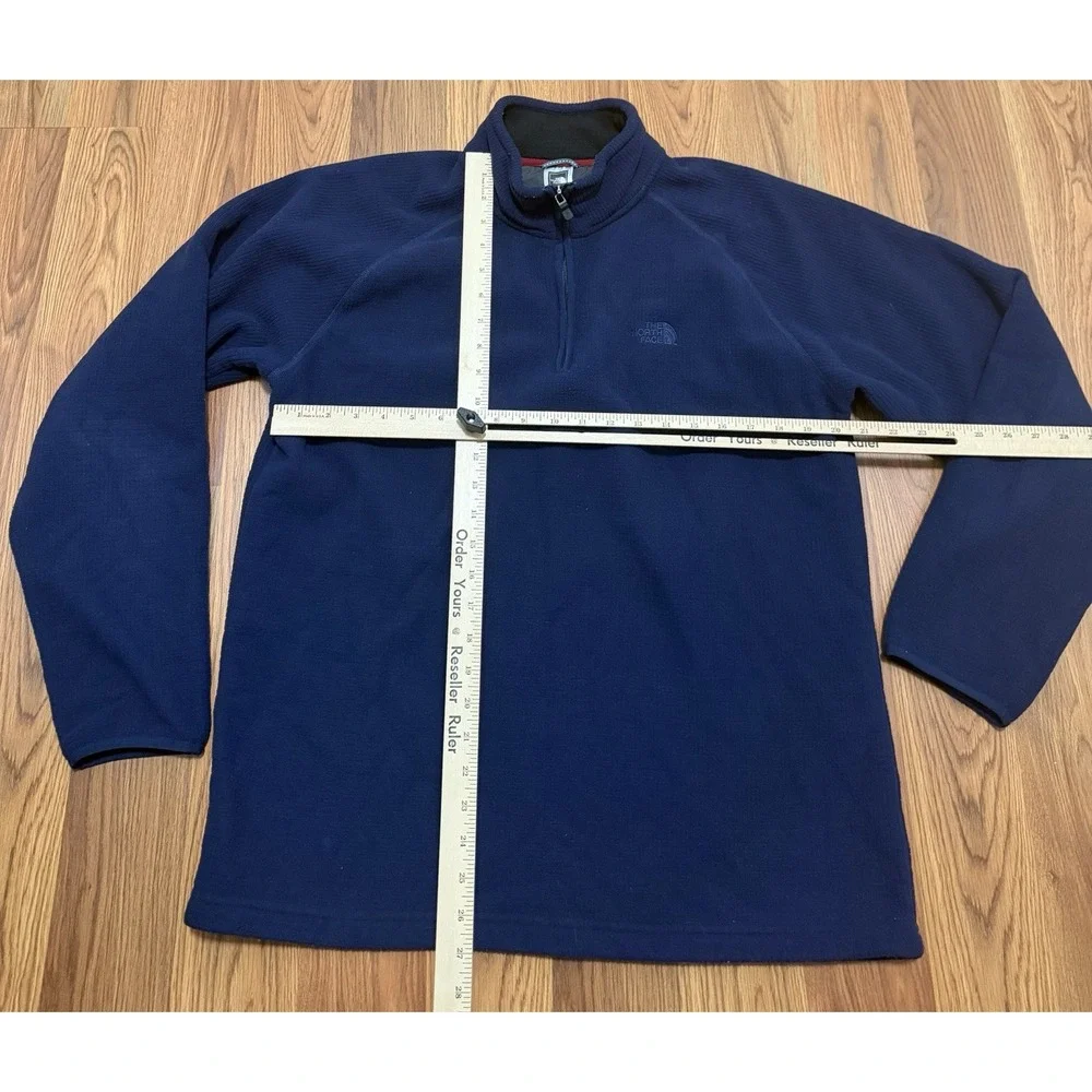 The North Face Waffle Fleece Quarter Zip Pullover Mens Large Navy Blue